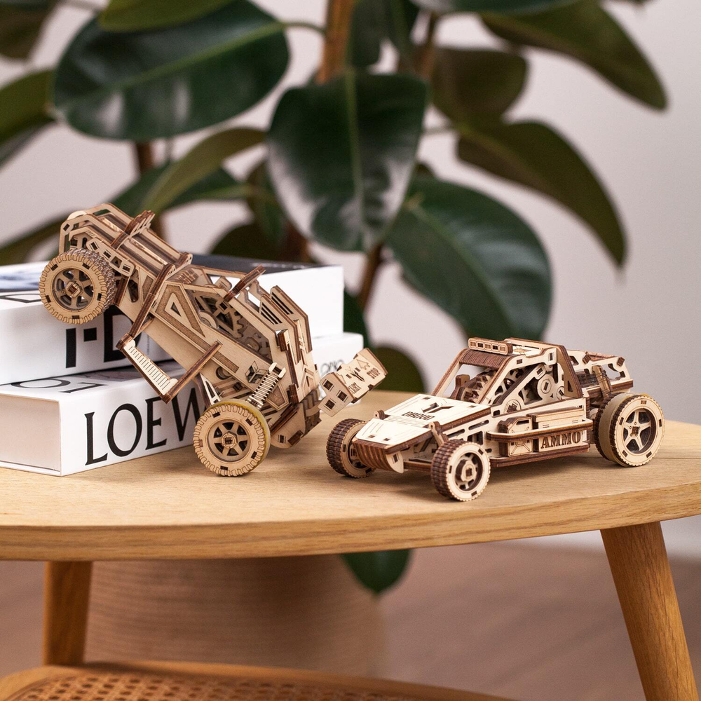 Набор из двух багги "Дорога ярости" от DROVO - Деревянный конструктор, сборная механическая модель, 3d пазл