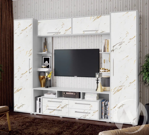 Гостиная Гармония (белый/мрамор золото)