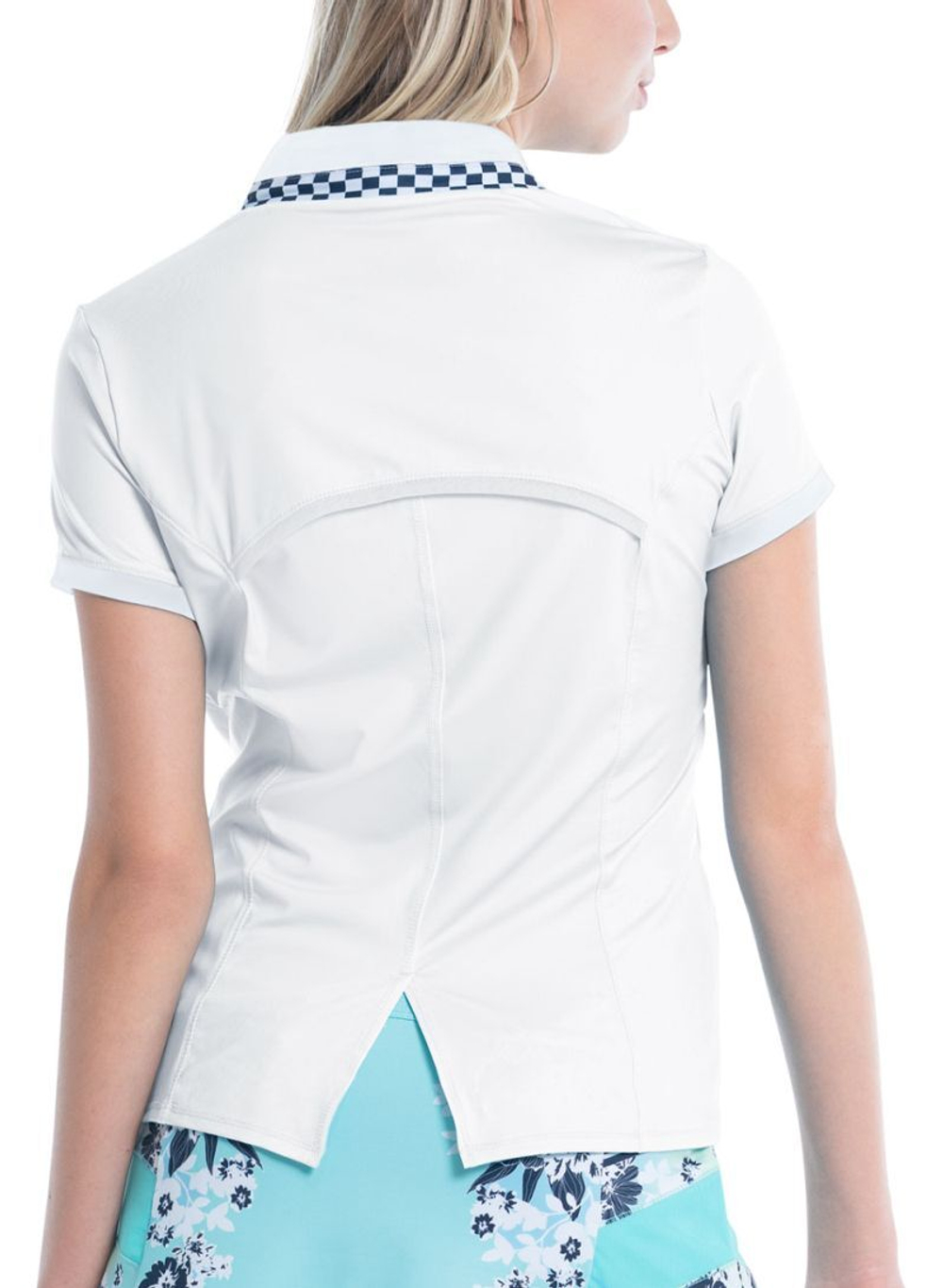 Женская теннисная футболка Lucky in Love Cool Urbana Geo Mod Notch Short Sleeve - белый