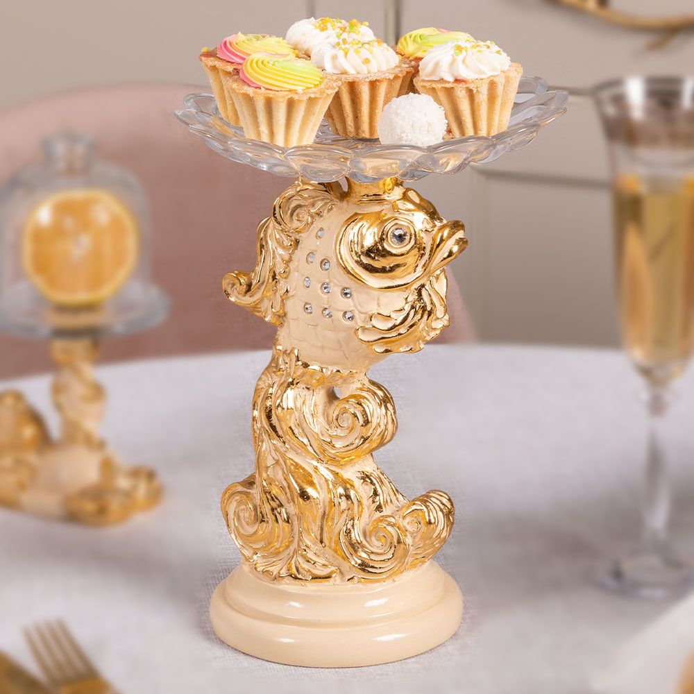 Фруктовница Заветное желание Айвори с чашей из стекла