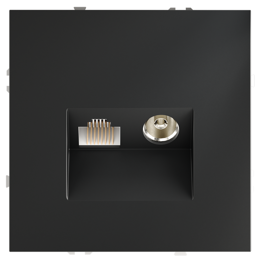 Розетка телевизионная встраиваемая TV+RJ45 кат. 6, (графит) Voltum S70 VLS060707