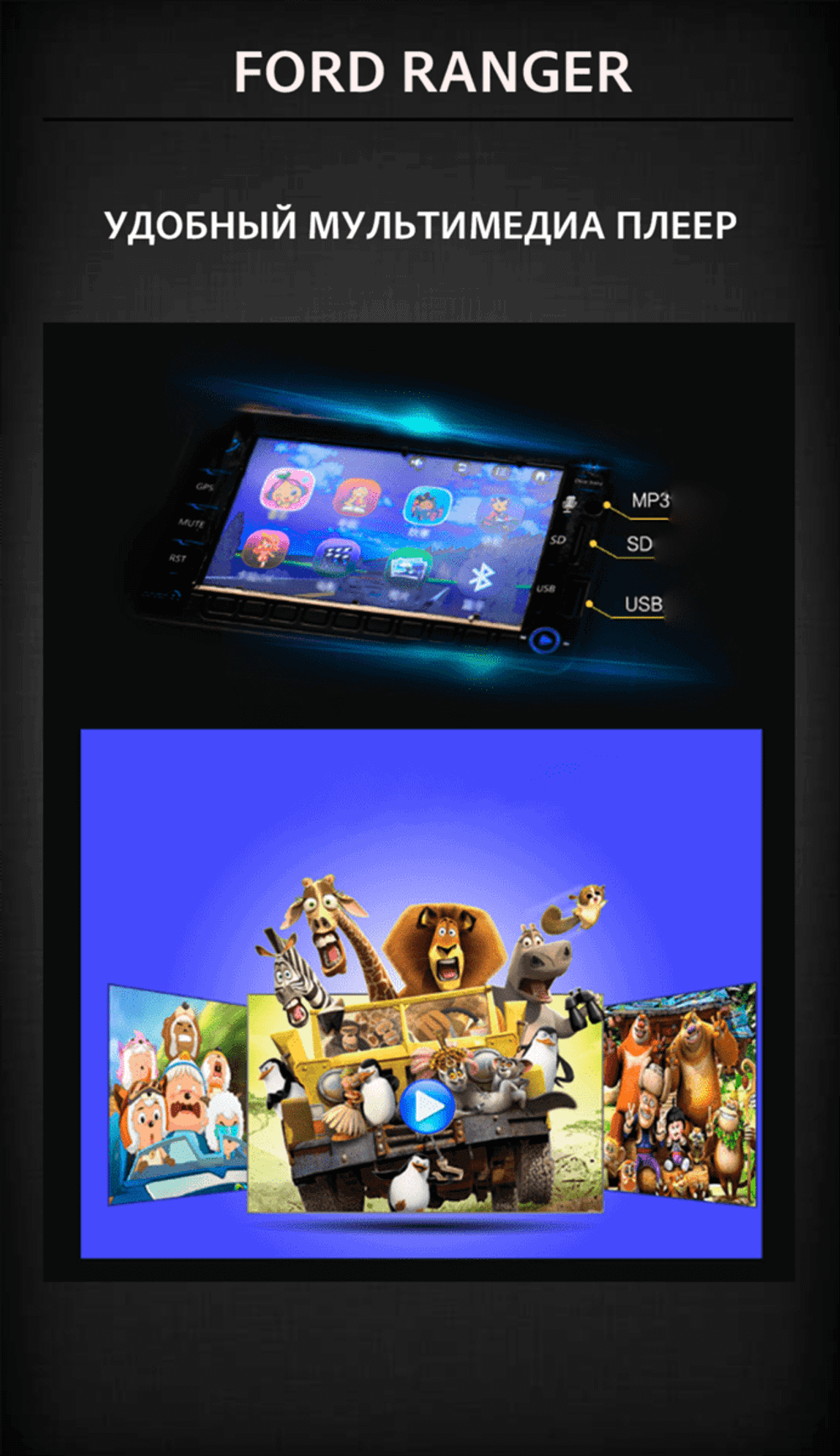 Детский электромобиль "Ford Ranger" 12V ,черный