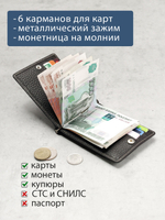 723 R - Зажим для купюр с монетником на молнии и RFID защитой