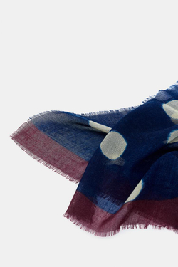 ZARA ШАРФ С ПРИНТОМ В ГОРОШЕК, ЯРКО-СИНИЙ