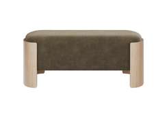 Банкетка Lagom 100 см (серо-зеленый FiberGuard, натуральный дуб)