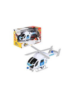 Вертолет AUTODRIVE 20см инерц. на бат. со светом и звуком, белый,  в/к 22,5*10*13,5, ,