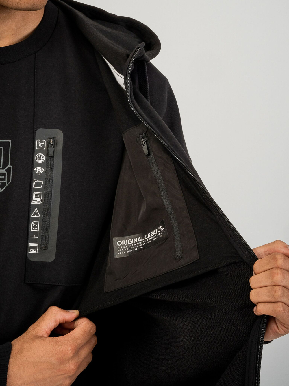 Толстовка мужская ORIGINAL CREATOR ERROR_404 ZIP HOODIE, Черный