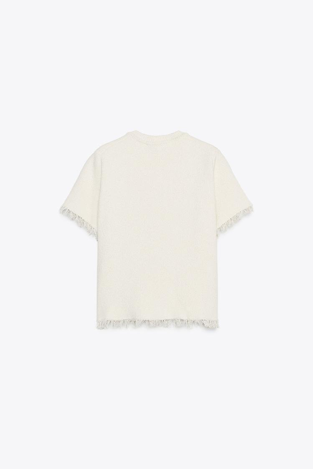 ZARA КАРДИГАН С ЗАВЯЗКАМИ И НЕОБРАБОТАННЫМИ КРОМКАМИ, ЭКРЮ