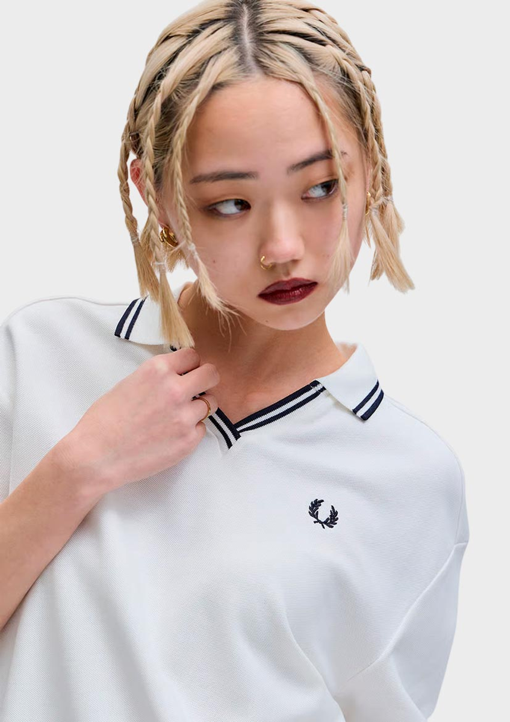 Поло FRED PERRY Open Collar Tipped Polo Shirt