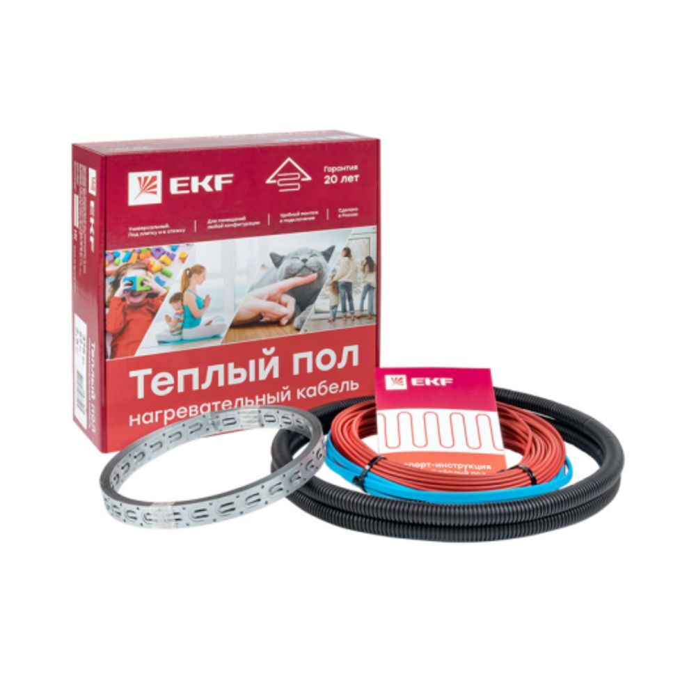 EKF PROxima Кабельный теплый пол (нагр. секция) S=2.0м2 300Вт 21м (гофр.тр., шнур 2м) 20лет nk-300