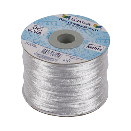 Шнур "Gamma" 2 мм, отделочный, цв.001 белый