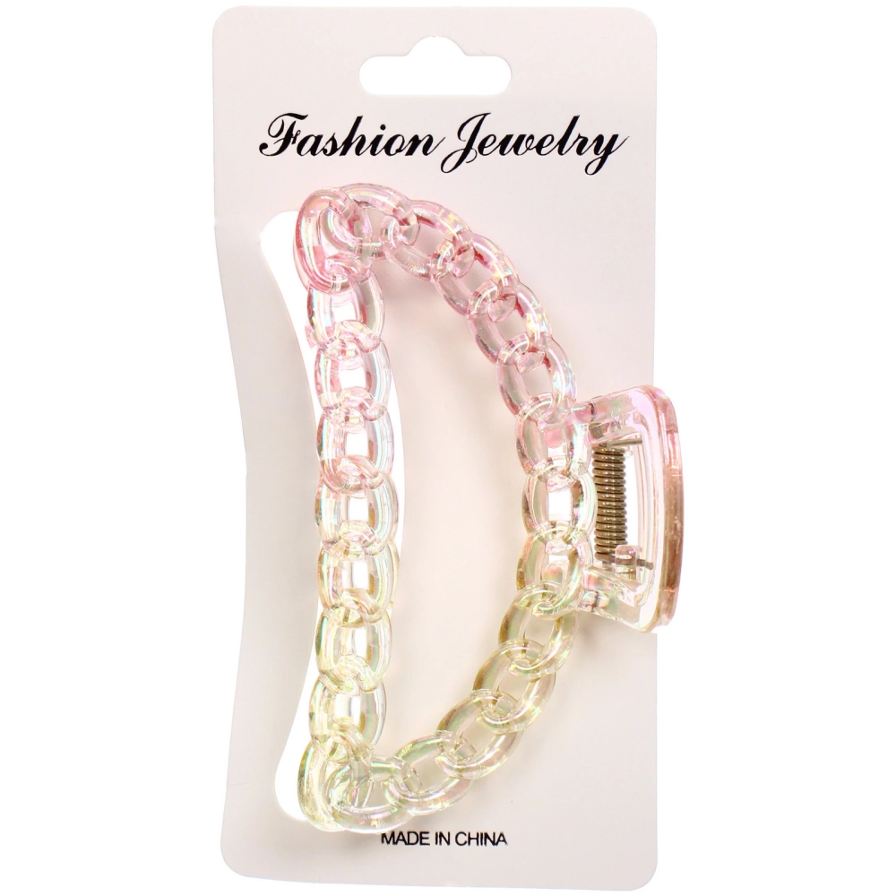 Заколка-краб для волос «Мон Пион», цепочка, микс 6 цветов, 9,5см (Блистер)