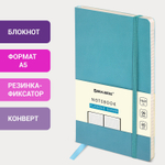 Блокнот А5 (130х210 мм) BRAUBERG ULTRA под кожу 80 г/м2 96 л. клетка бирюзовый (2 штуки в упаковке)