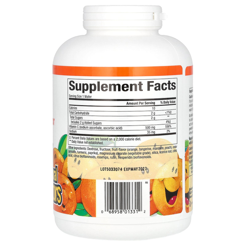 Natural Factors, жевательные таблетки с фруктовым вкусом витамина C, с насыщенным вкусом апельсина, 500 мг, 180 жевательных таблеток