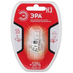 Автолампа галогенная ЭРА 73328 PK22s H3 12V 55W +50% BL