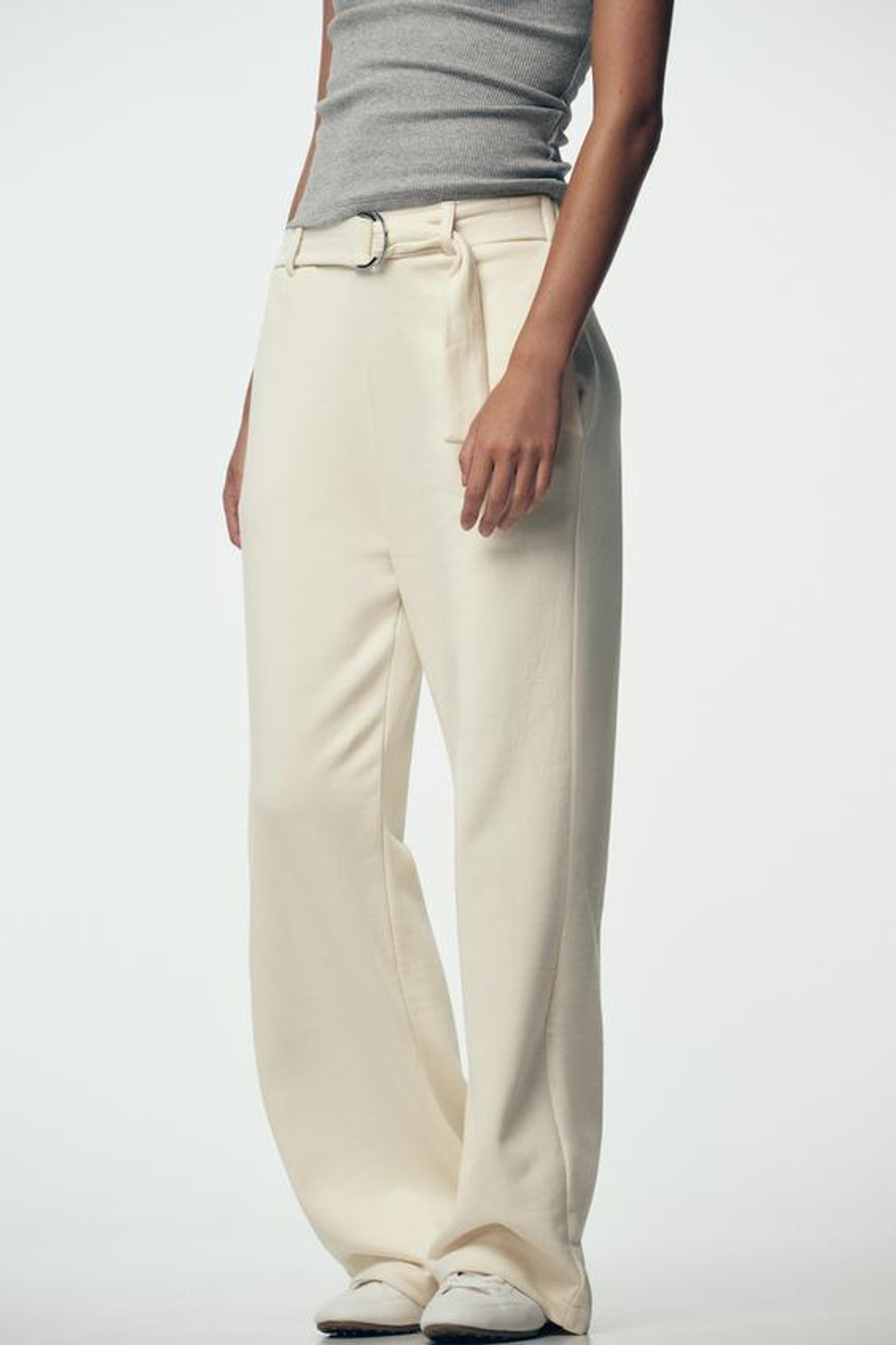 ZARA БРЮКИ В СТИЛЕ РУСТИК С РЕМНЕМ, ЭКРЮ