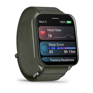 Умные часы Garmin Venu X1 темно зеленый с титановой задней крышкой и зеленым нейлоновым ремешком