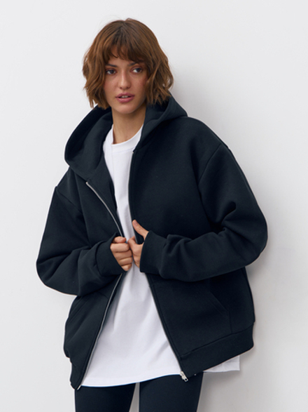 Худи зип с начесом (черный)