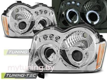 Передние фары Jeep Grand Cherokee WK angel eyes chrome
