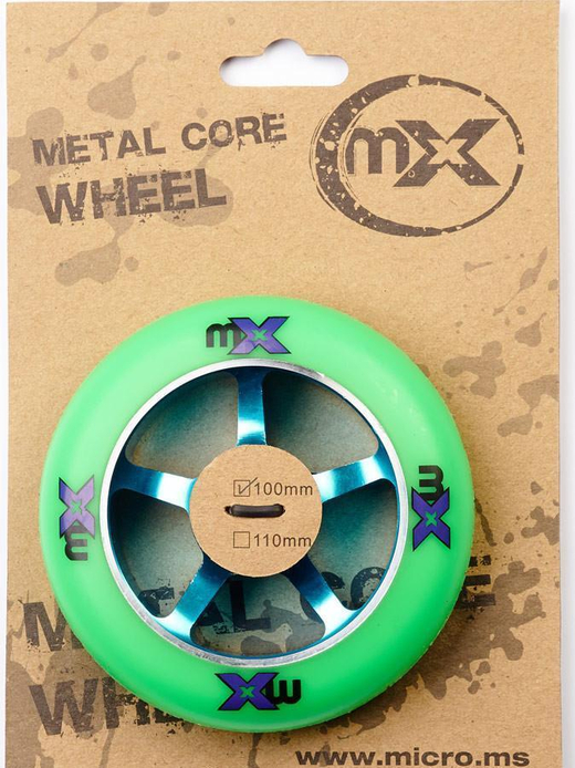 Колесо для трюкового самоката 100 мм зелено/синее