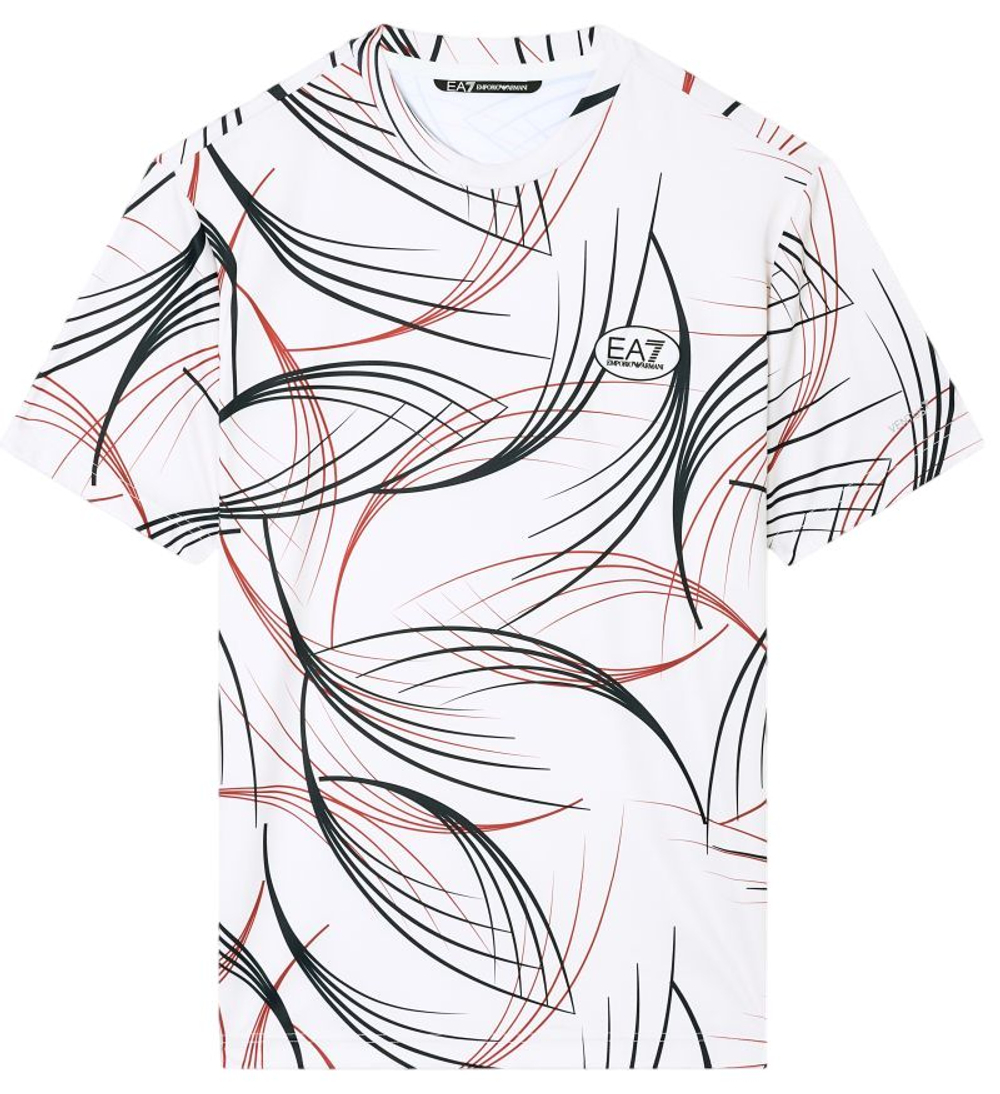 Мужская теннисная футболка EA7 Tennis Pro In Ventus7 - fancy white