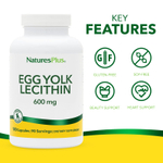 NaturesPlus, лецитин из яичного желтка, 180 капсул (300 мг в 1 капсуле)