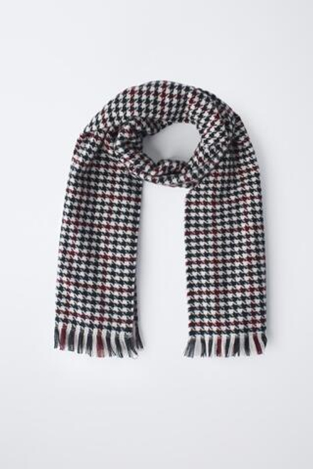 ZARA ШАРФ SOFT TOUCH В КЛЕТКУ «ГУСИНАЯ ЛАПКА», ЧЕРНЫЙ