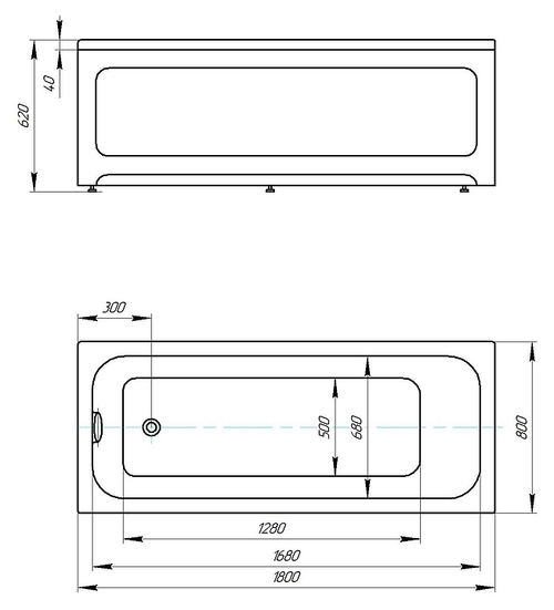 Ванна акриловая Azario Bella 180х80 пристенная (AV.0020180)