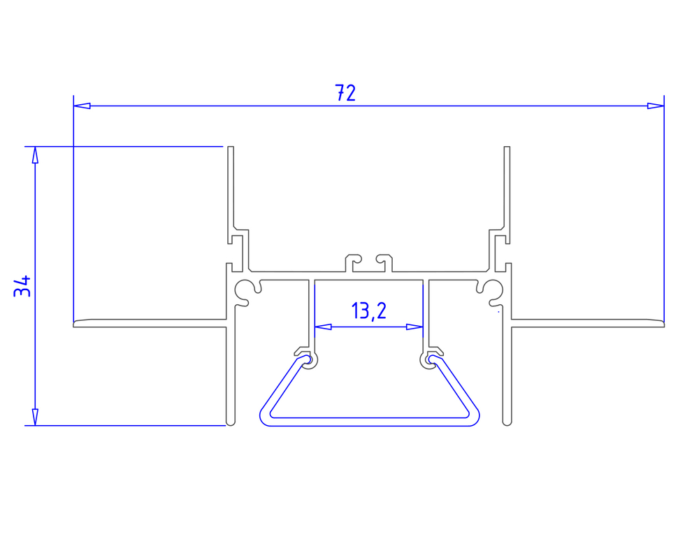 Алюминиевый профиль для натяжного потолка GP4000AL серебро/матовый рассеиватель 2000*72.2*34, 2 заглушки в комплекте (для ленты до 13,2мм)