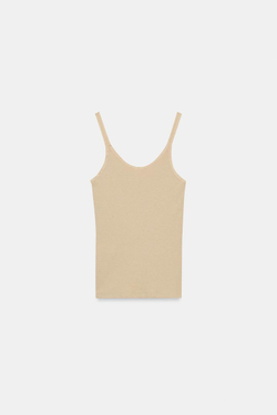 ZARA МАЙКА В РУБЧИК, СВЕТЛО-БЕЖЕВЫЙ