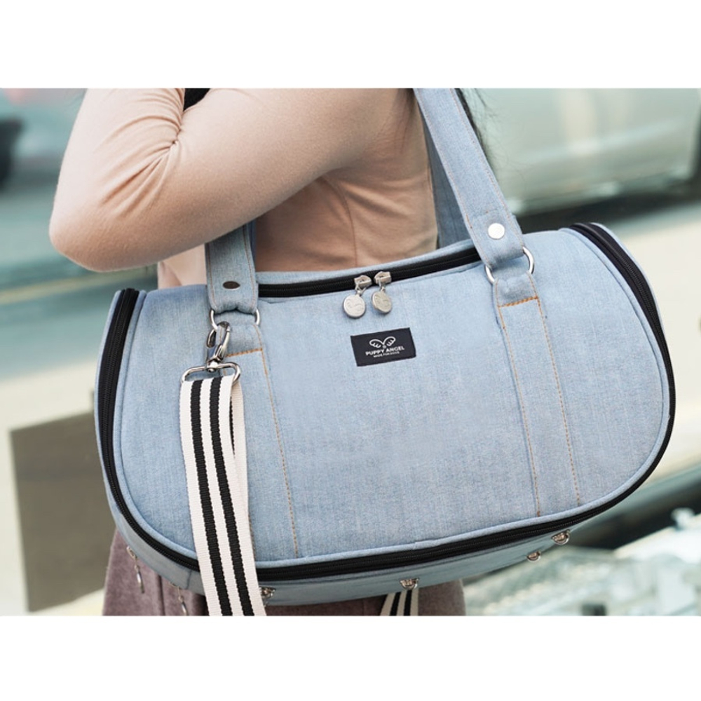 111 Сумка авиа "Фаворит" , джинсовая / сумка-переноска для САМОЛЕТА Puppy Angel / DENIM "Herringbone Travel Carrier"