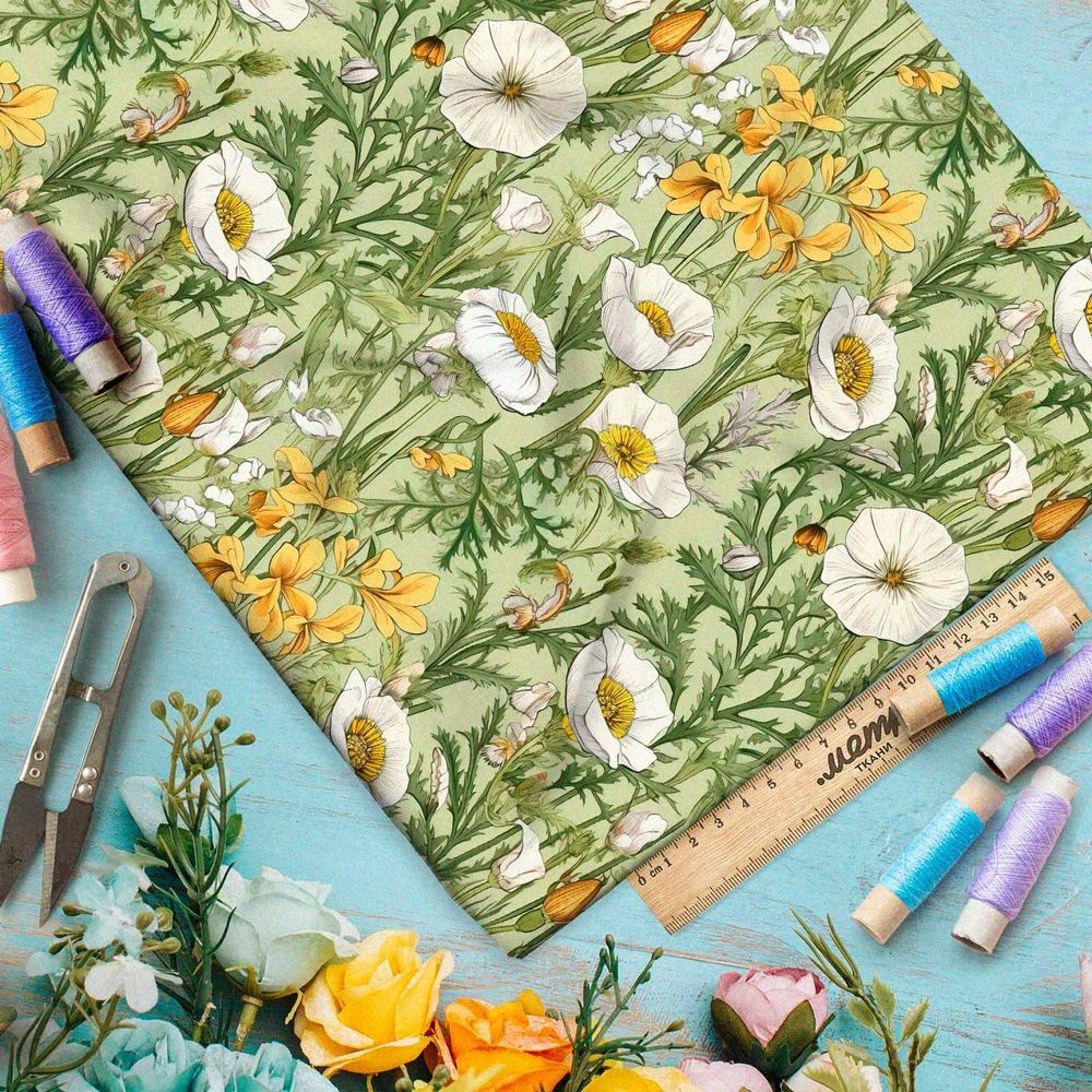 Ткань Ниагара Софт весенние цветы