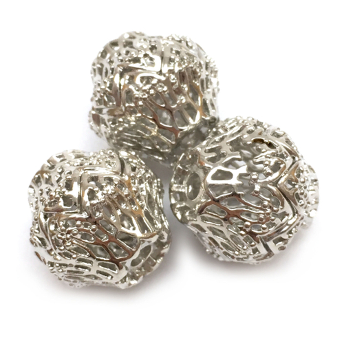 Бусины "Фактура" 15х14 мм, родий