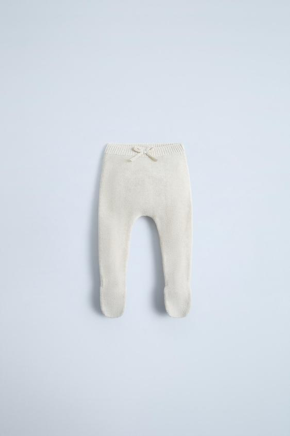 ZARA ТРИКОТАЖНЫЕ ЛЕГИНСЫ С БАНТОМ, СВЕТЛО-БЕЖЕВЫЙ