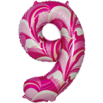 Шар Фольгированный Цифра 9 Мрамор розовый (Розовый)