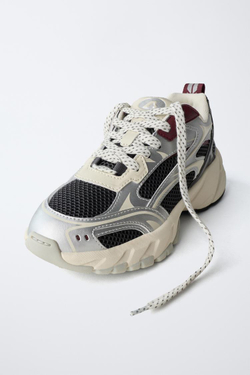 ZARA СПОРТИВНЫЕ КРОССОВКИ С СЕТЧАТЫМИ ДЕТАЛЯМИ, РАЗНОЦВЕТНЫЙ