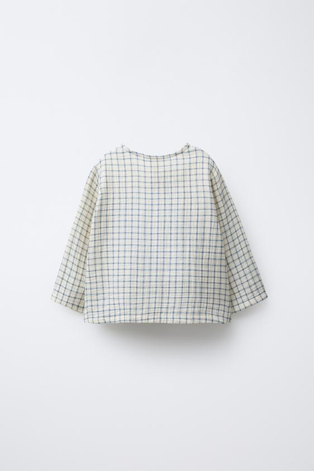 ZARA РУБАШКА В КЛЕТКУ, ЭКРЮ/СИНИЙ