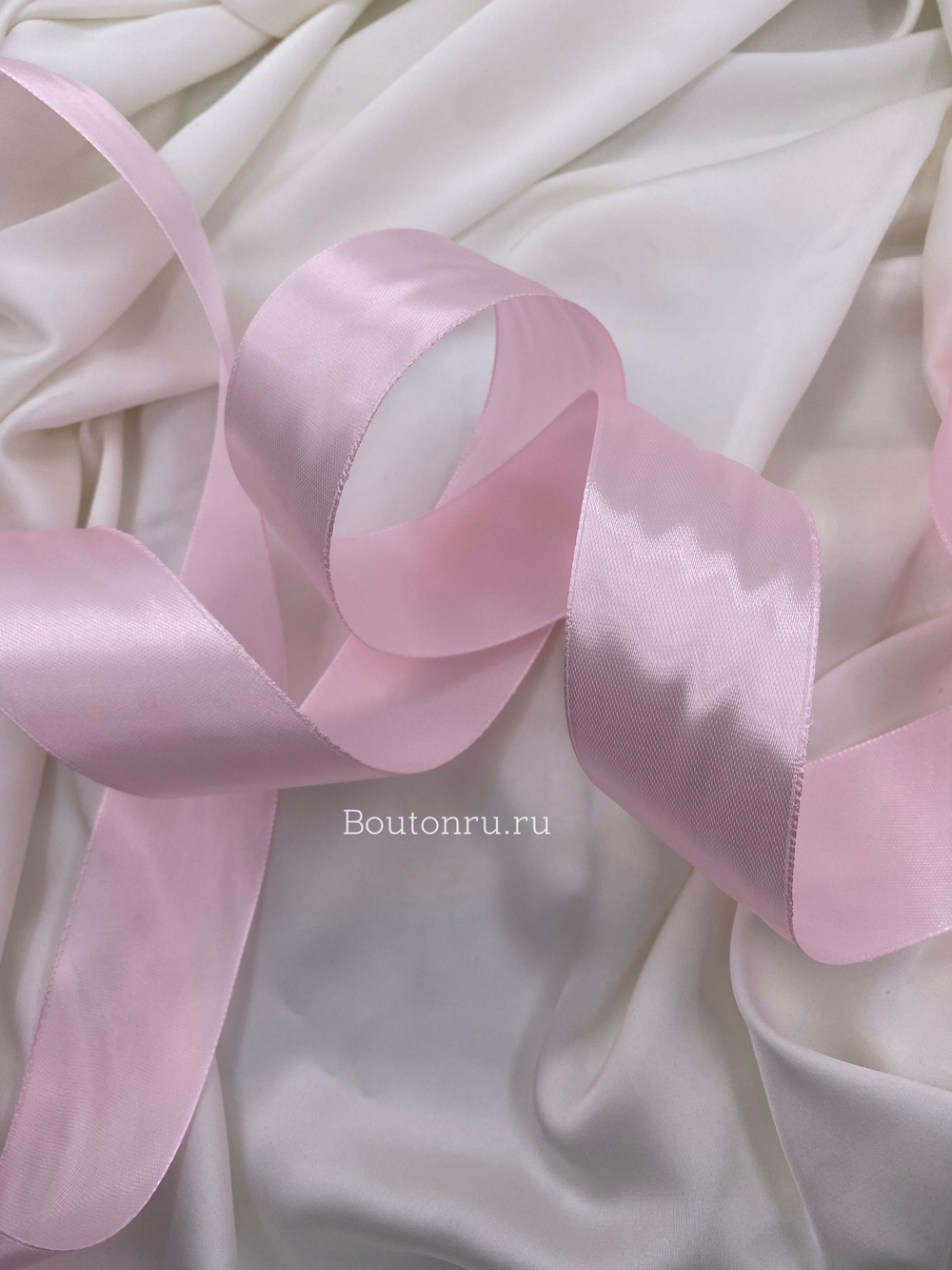 Лента атласная розовая 4 см