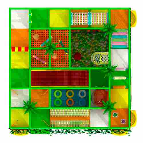 Детский игровой лабиринт с крышей «Мир добрых зверей» 7,38×7,38×6,1 м