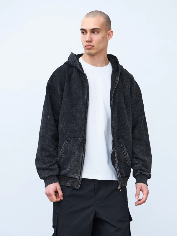 Худи на молнии Garment dyed 380 г