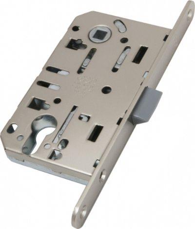 Замок механический AGB матовый хром, с ответной планкой, под цилиндр