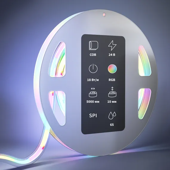 Светодиодная лента 24В COB 18Вт/м 5м IP 65 Адресная (SPI) Цветная (RGB) 201251 Led Strip 201251