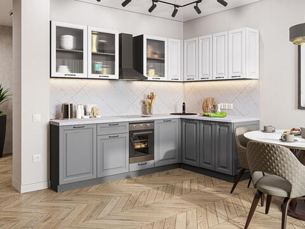 Угловая модульная кухня Ницца Royal-02 Blanco/Magnum - Graphite 2140*2550/1600*600