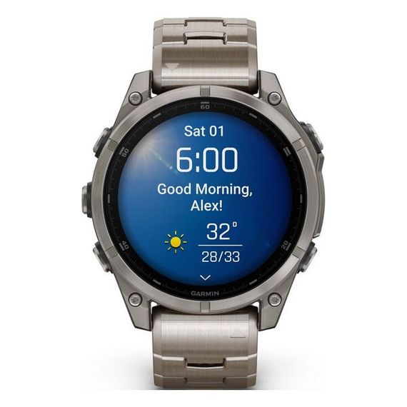Garmin Fenix 8 Amoled Sapphire 47 мм – Titanium, светло-серый, титановый ремешок
