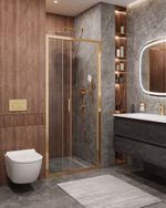 Душевая дверь CEZARES MOLVENO-BF-3-90-C-BORO-IV, 90х195, профиль брашированное золото, прозрачное стекло