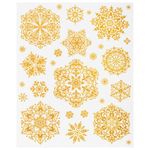 Украшение для окон и стекла ЗОЛОТАЯ СКАЗКА "Золотистые снежинки 4", 30х38 см, ПВХ, 591190
