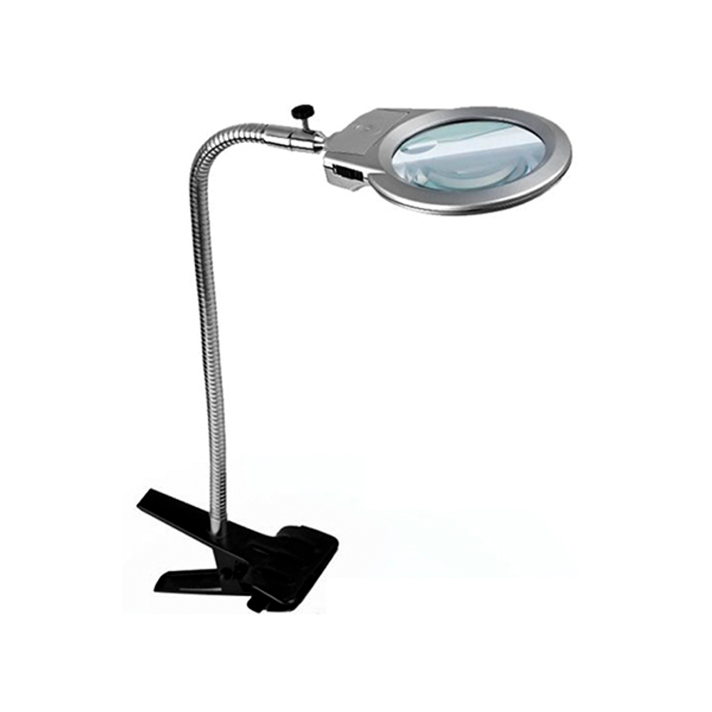 Лупа Kromatech настольная 2/6x, 90 мм, с прищепкой и подсветкой (2 LED) MG15120-A