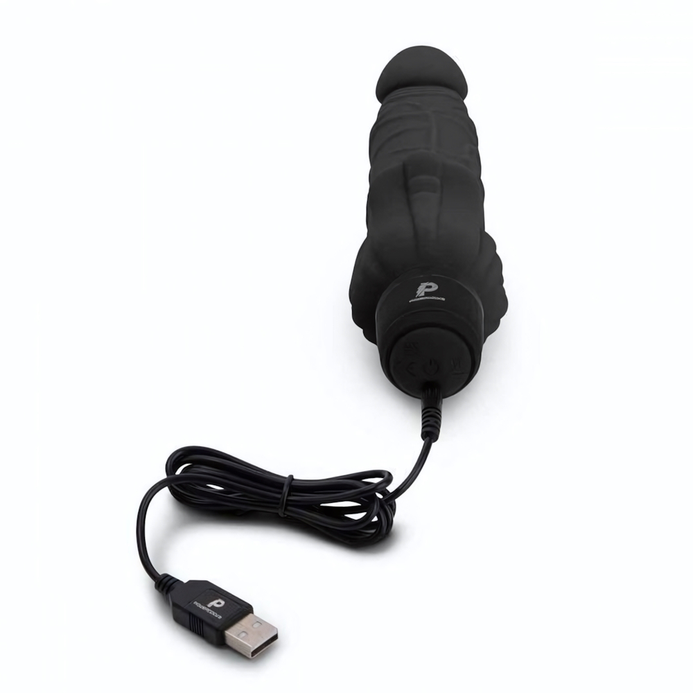 Черный вибратор-реалистик с клиторальными лепестками 7 Realistic Vibrator - 21,5 см. (Цвет: черный)