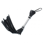 Черная плеть с серебристой ручкой - 45 см. (Цвет: черный с серебристым)