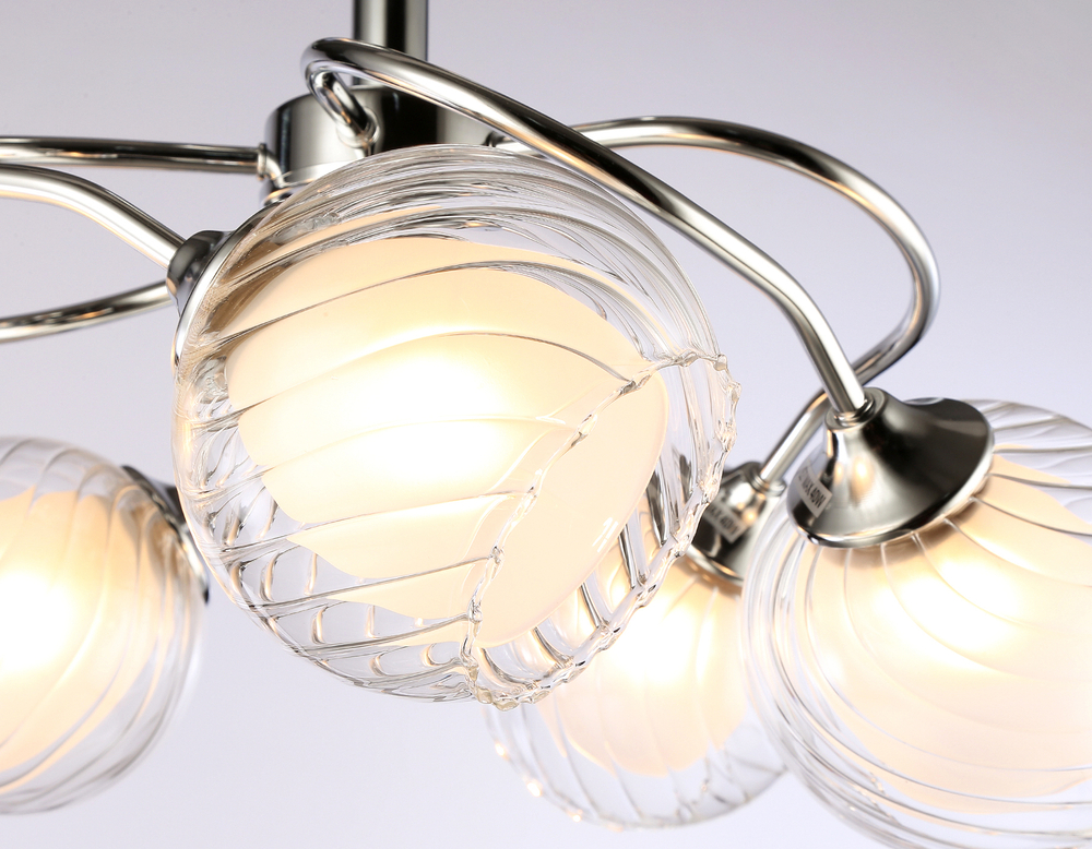 Подвесная люстра TR3198/5 CH/CL/FR хром/прозрачный/белый матовый E27/5 max 40W D600*485